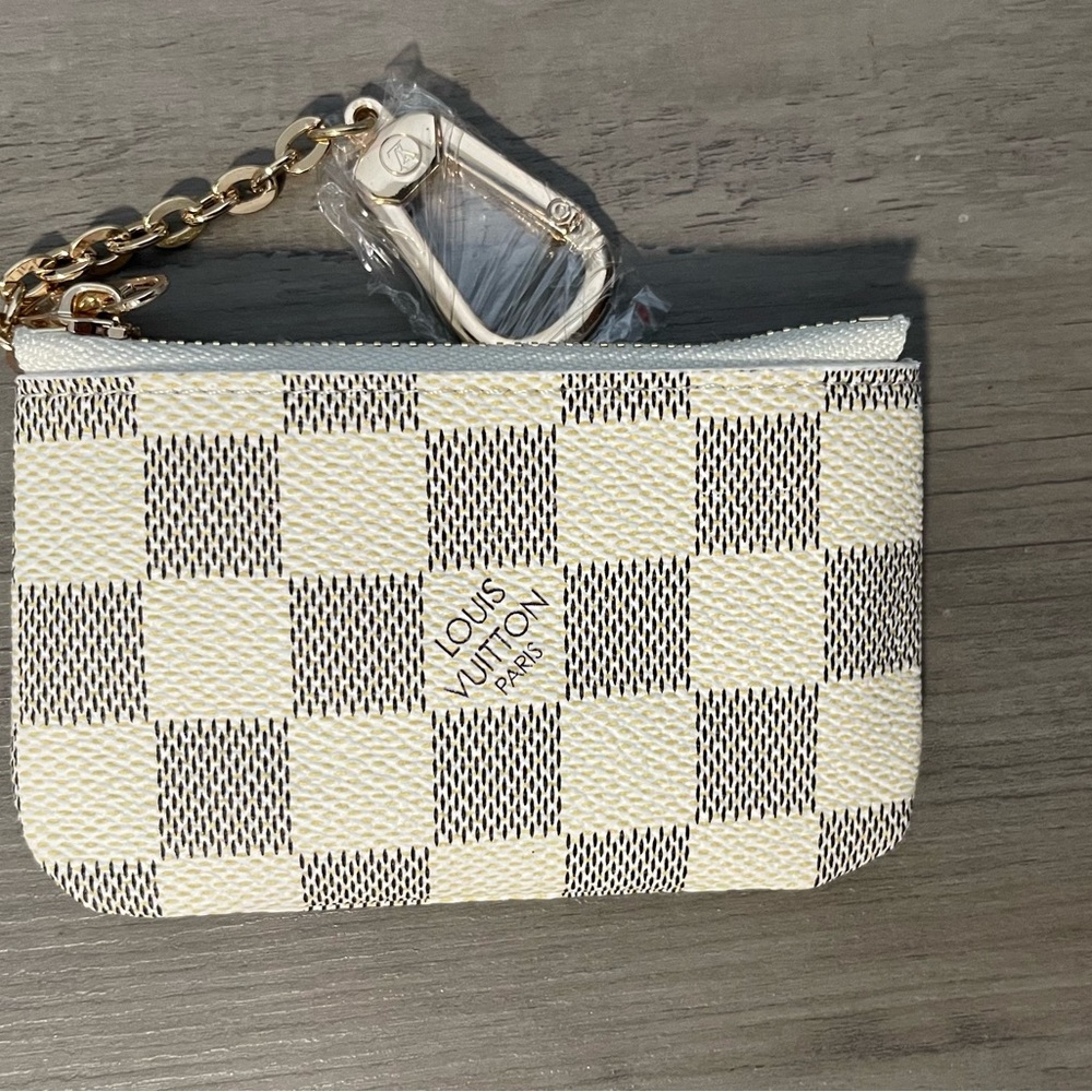 Damier Azur Small Key Pouch with Gold Like Chain